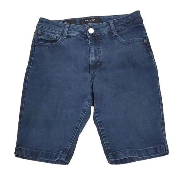 Nine West Womens Sz 10 Denim Jean Shorts Average Blue Mid Rise 5 Pockets - Picture 1 of 3